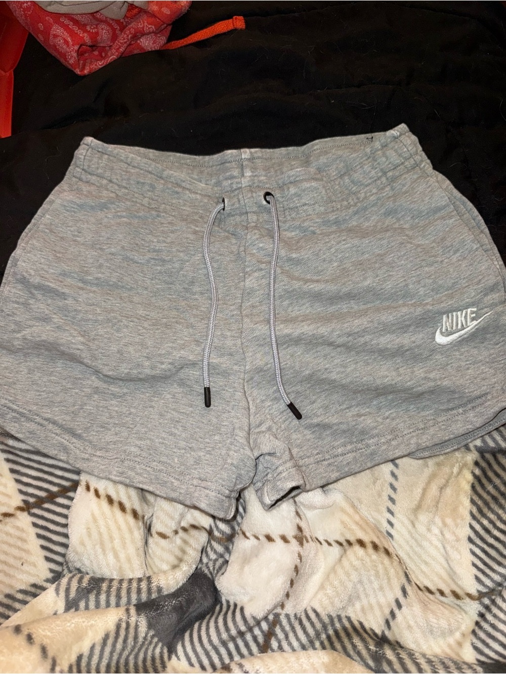 Nike Women's Light Gray French Terry Drawstring Athletic Shorts
